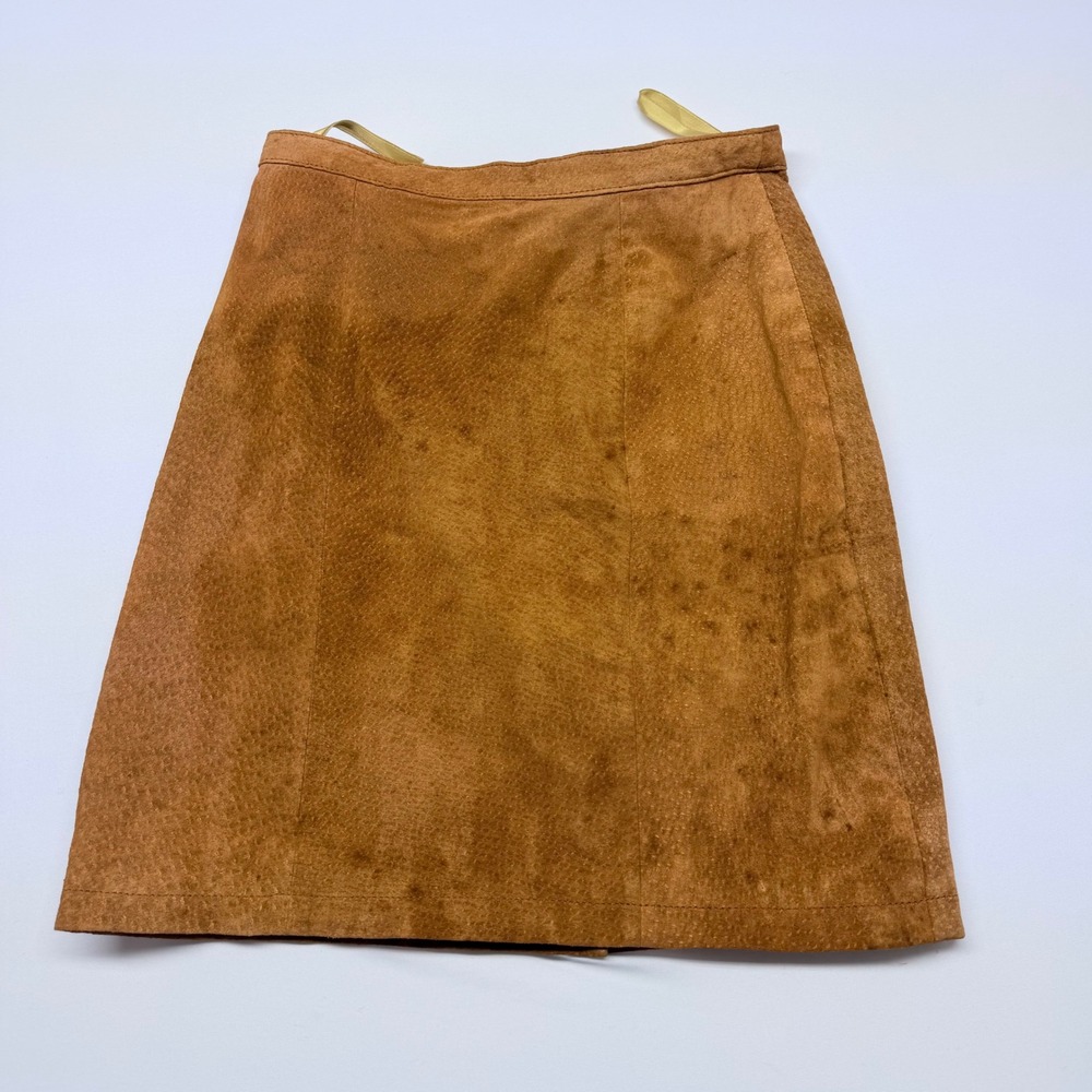 🟡 WATER Collection Suede A-Line Skirt Tan Brown Button Detail Mini Size 5